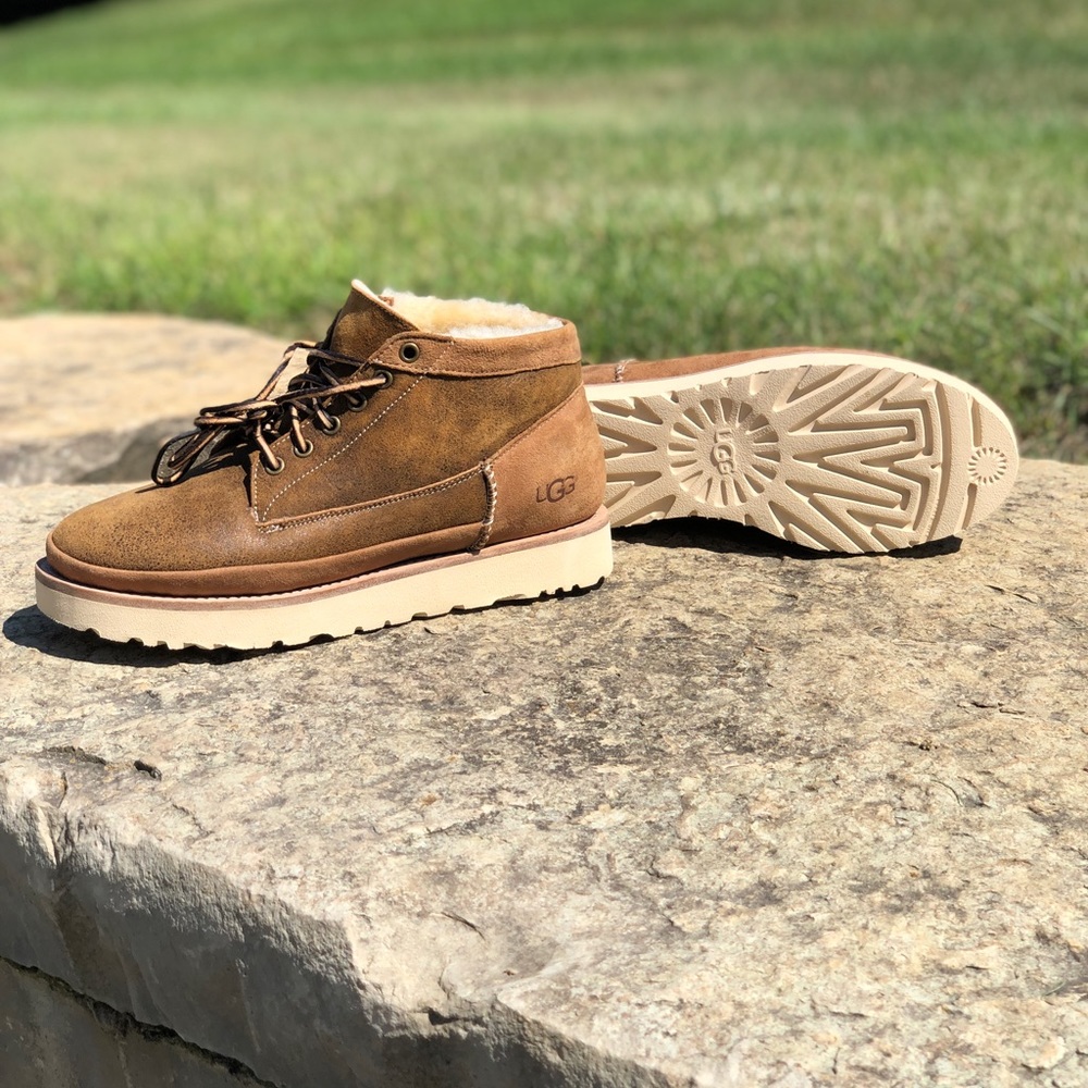 UGG Chestnut Brown Suede Shearling-Lined Men’s Boots